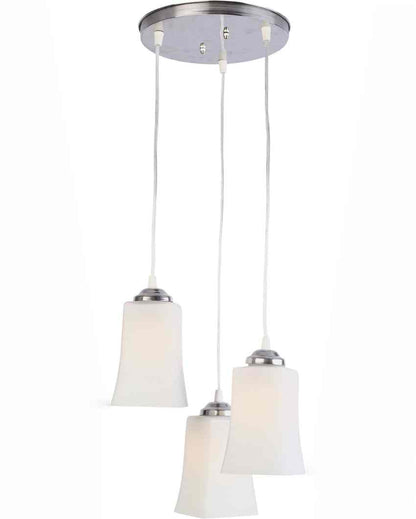 Minimalist Metal Fitting Three Glass Shade Light Pendant Ceiling Lamp | 12 x 12 x 32 inches