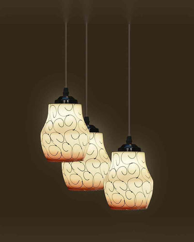 Glamorous Metal Fitting Three Glass Shade Light Pendant Ceiling Lamp | 12 x 12 x 28 inches