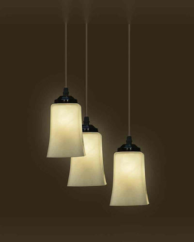 High-End Metal Fitting Three Glass Shade Light Pendant Ceiling Lamp | 12 x 12 x 28 inches