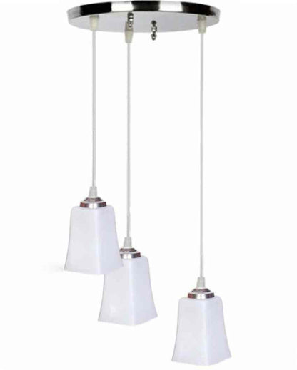 High-End Metal Fitting Three Glass Shade Light Pendant Ceiling Lamp | 12 x 12 x 28 inches