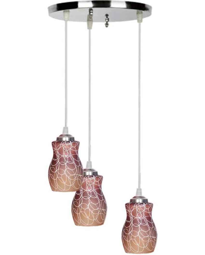 Cozy Metal Fitting Three Glass Shade Light Pendant Ceiling Lamp | 12 x 12 x 28 inches