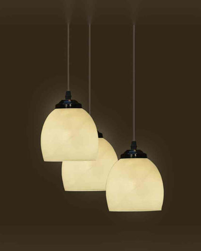 Bright Metal Fitting Three Glass Shade Light Pendant Ceiling Lamp | 12 x 12 x 28 inches