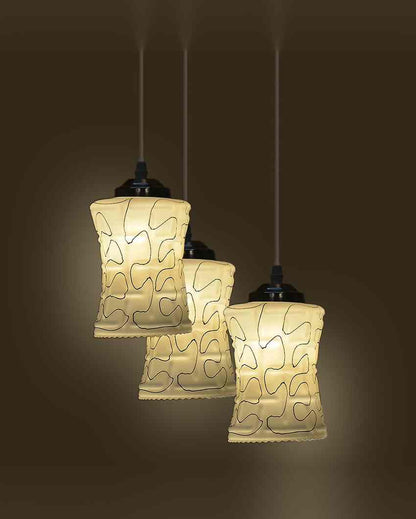 Functional Metal Fitting Three Glass Shade Light Pendant Ceiling Lamp | 12 x 12 x 28 inches