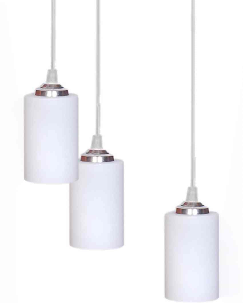 Distinctive Metal Fitting Three Glass Shade Light Pendant Ceiling Lamp | 12 x 12 x 28 inches