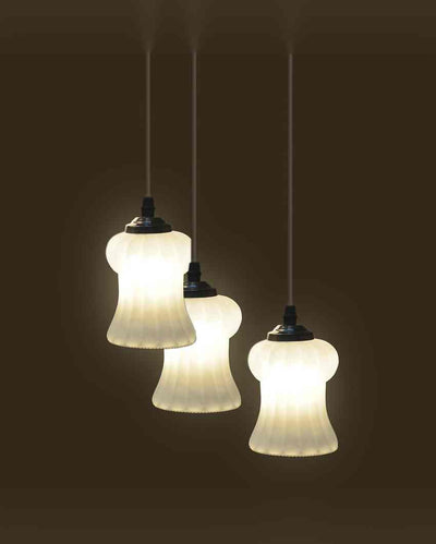 Industrial Metal Fitting Three Glass Shade Light Pendant Ceiling Lamp | 12 x 12 x 28 inches