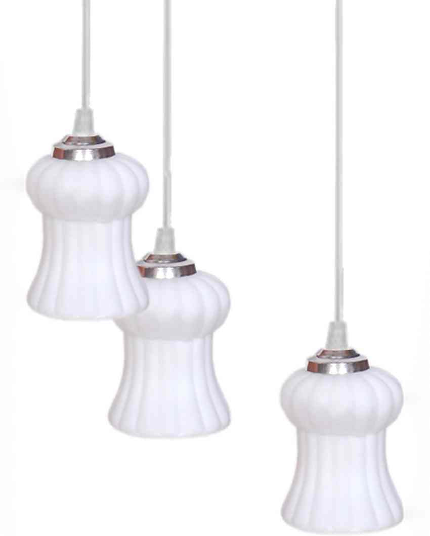 Industrial Metal Fitting Three Glass Shade Light Pendant Ceiling Lamp | 12 x 12 x 28 inches