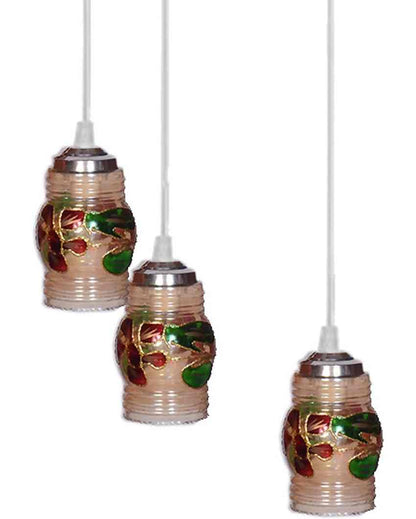 Sophisticated Metal Fitting Three Glass Shade Light Pendant Ceiling Lamp | 12 x 12 x 28 inches