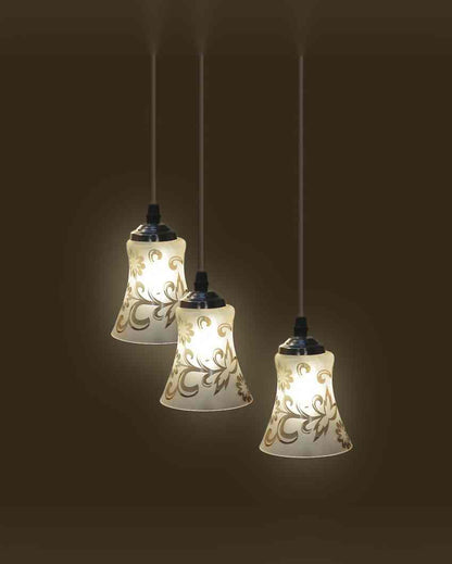 Artistic Modern Metal Fitting Three Glass Shade Light Pendant Ceiling Lamp | 12 x 12 x 28 inches