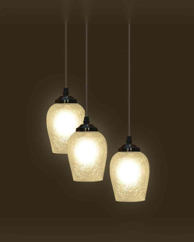 Opulent Metal Fitting Three Glass Shade Light Pendant Ceiling Lamp | 12 x 12 x 28 inches