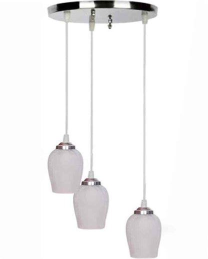 Opulent Metal Fitting Three Glass Shade Light Pendant Ceiling Lamp | 12 x 12 x 28 inches