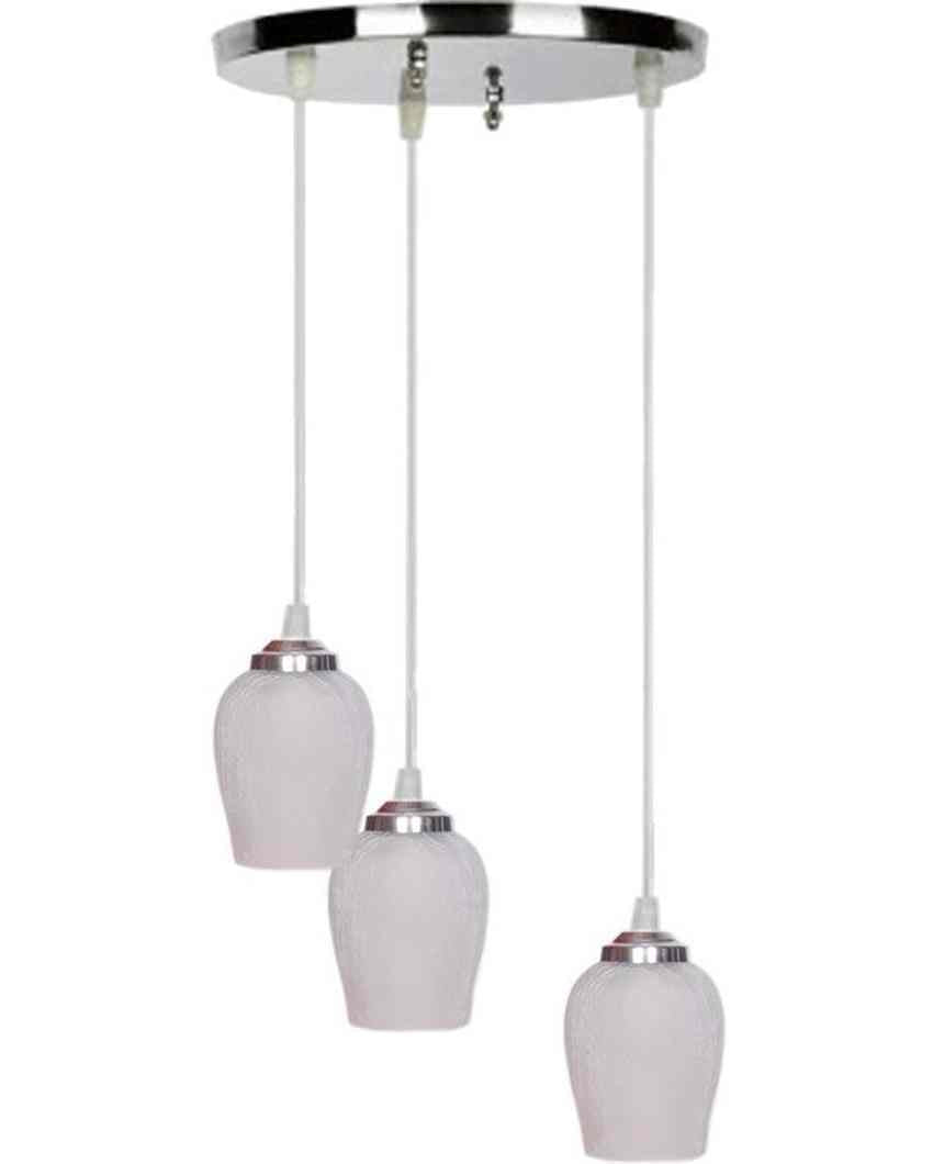 Opulent Metal Fitting Three Glass Shade Light Pendant Ceiling Lamp | 12 x 12 x 28 inches