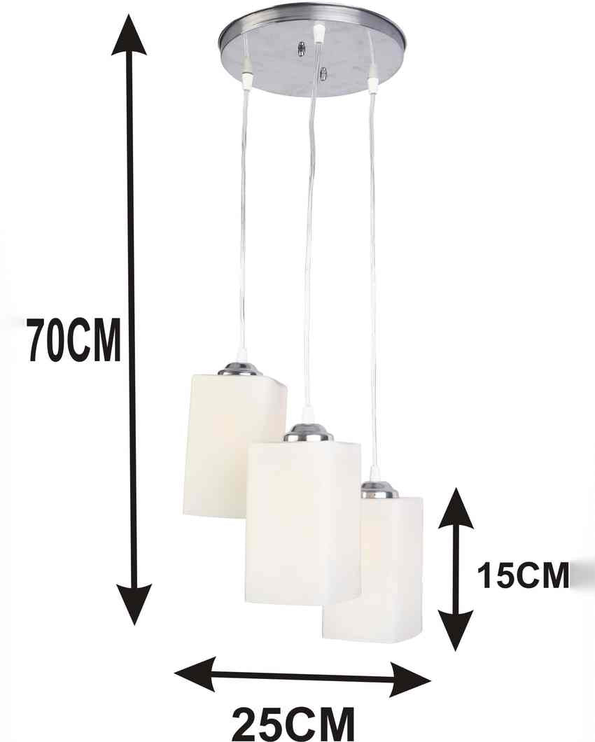 Trendsetting Metal Fitting Three Glass Shade Light Pendant Ceiling Lamp | 12 x 12 x 28 inches