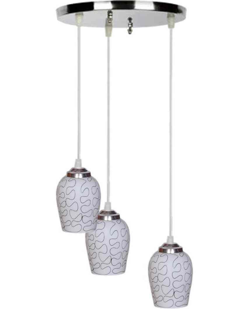 Urban Metal Fitting Three Glass Shade Light Pendant Ceiling Lamp | 12 x 12 x 28 inches