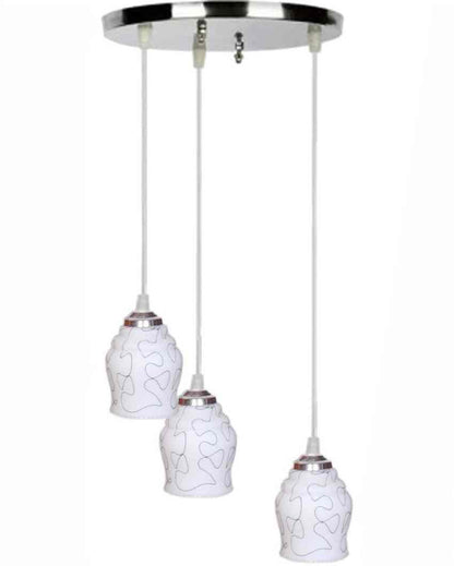 Designer Metal Fitting Three Glass Shade Light Pendant Ceiling Lamp | 12 x 12 x 28 inches