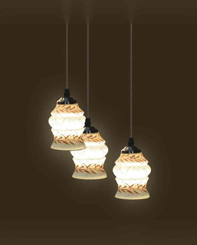 Innovative Metal Fitting Three Glass Shade Light Pendant Ceiling Lamp | 12 x 12 x 28 inches