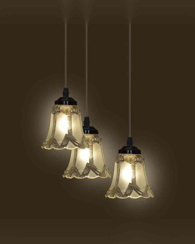 Nic Metal Fitting Three Glass Shade Light Pendant Ceiling Lamp | 12 x 12 x 28 inches