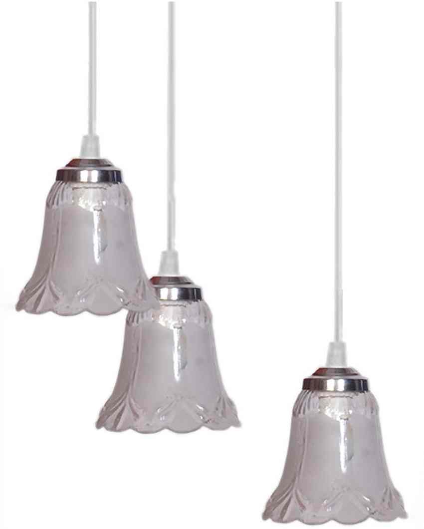 Nic Metal Fitting Three Glass Shade Light Pendant Ceiling Lamp | 12 x 12 x 28 inches