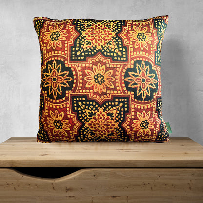 Tusker Rajasthani Satin Cushion Cover | 16 x 16  inches