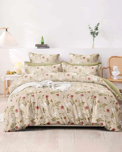 Azalea Floral Polycotton Flat Bedding Set | King Size