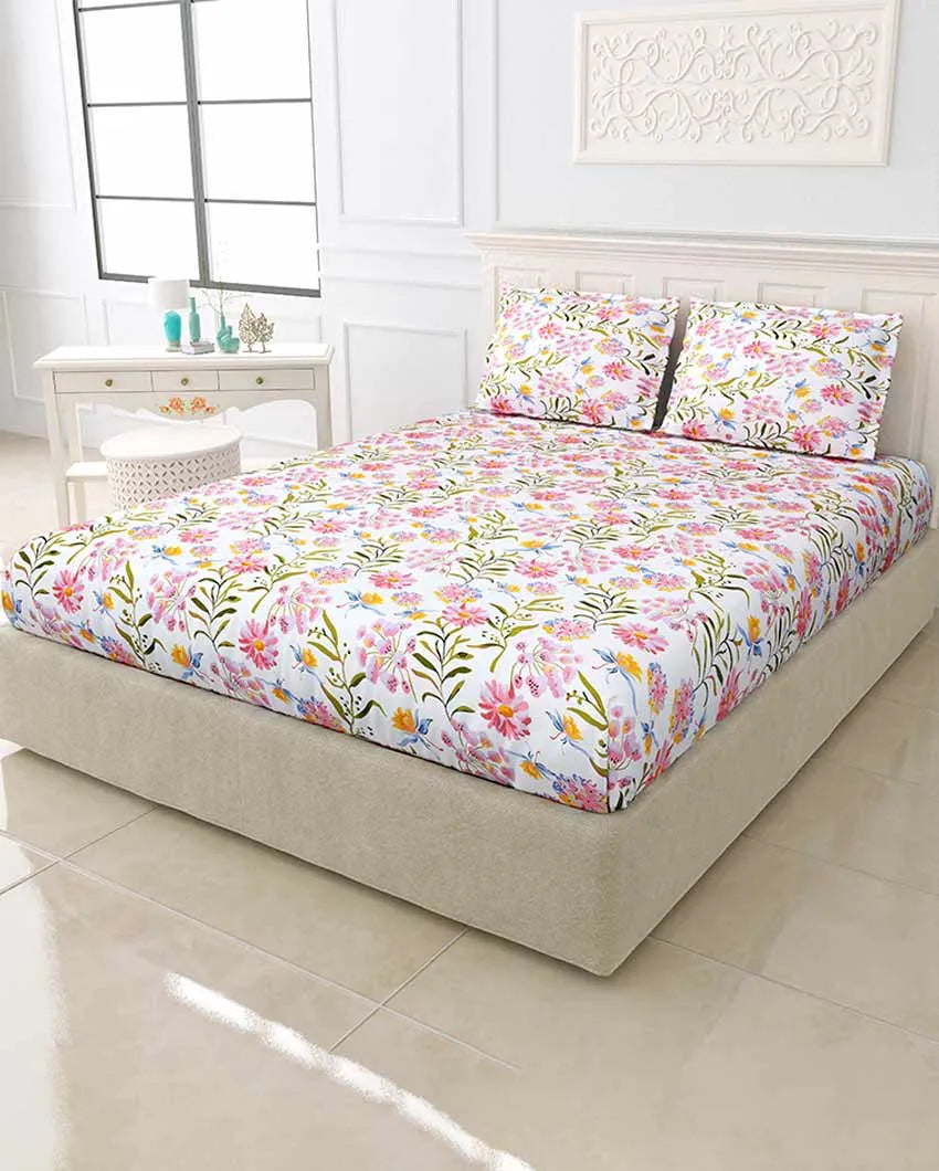 Camellia Floral Polycotton Flat Bedding Set | King Size