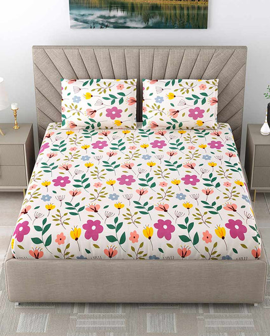 Gerbera Floral Polycotton Flat Bedding Set | King Size