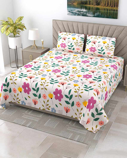 Gerbera Floral Polycotton Flat Bedding Set | King Size