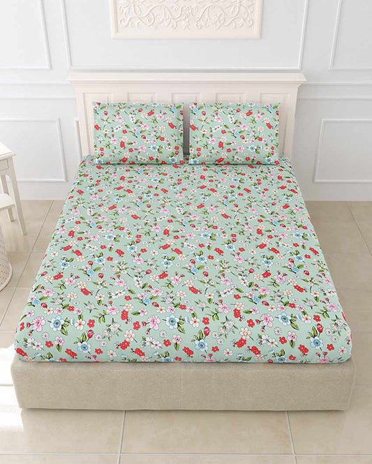 Freesia Floral Polycotton Flat Bedding Set | King Size