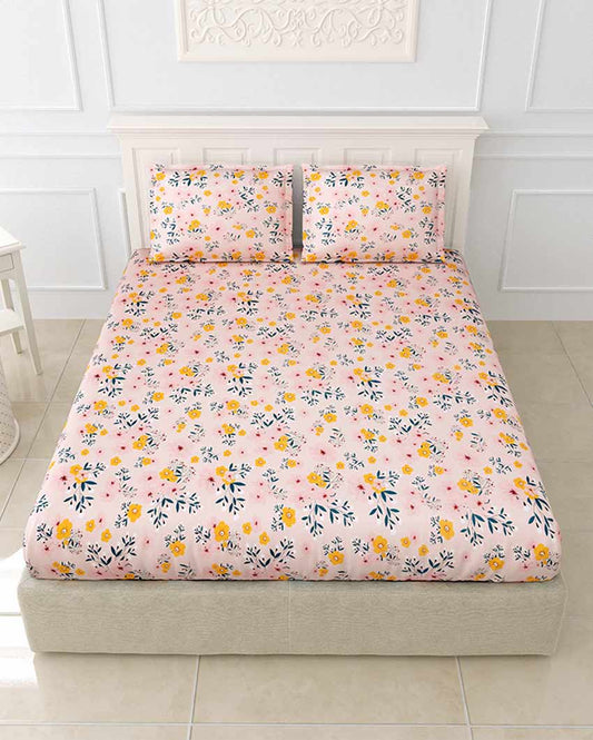Honey Floral Polycotton Flat Bedding Set | King Size