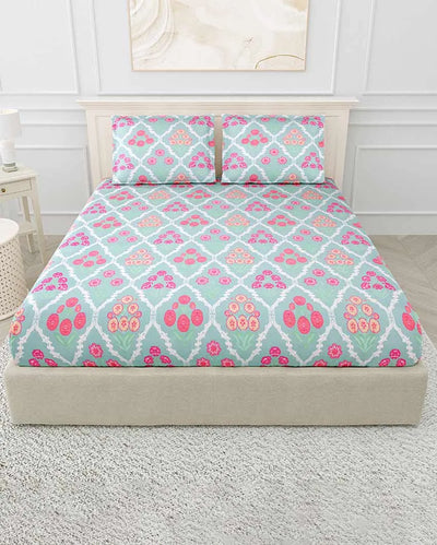 Petunia Floral Polycotton Flat Bedding Set | King Size