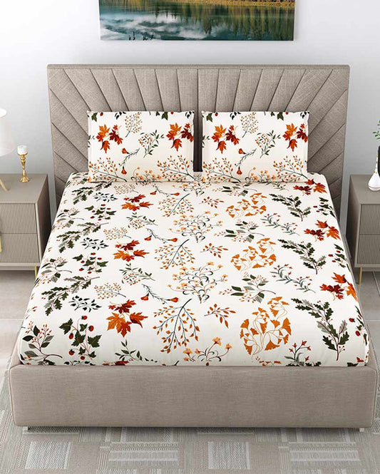 Aster Floral Polycotton Flat Bedding Set | King Size