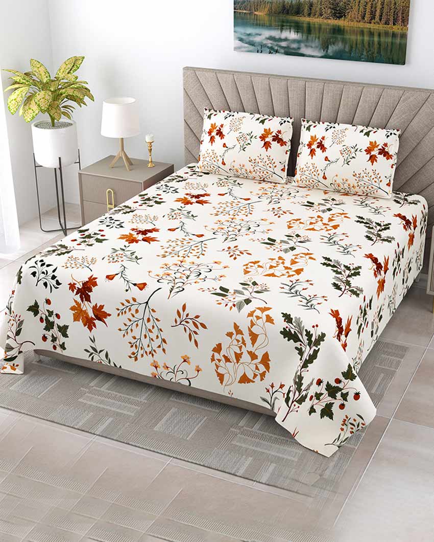 Aster Floral Polycotton Flat Bedding Set | King Size