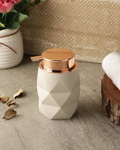 Beautiful White Matte Finish Diamond Cut Soap Dispenser | 4 x 5 inches