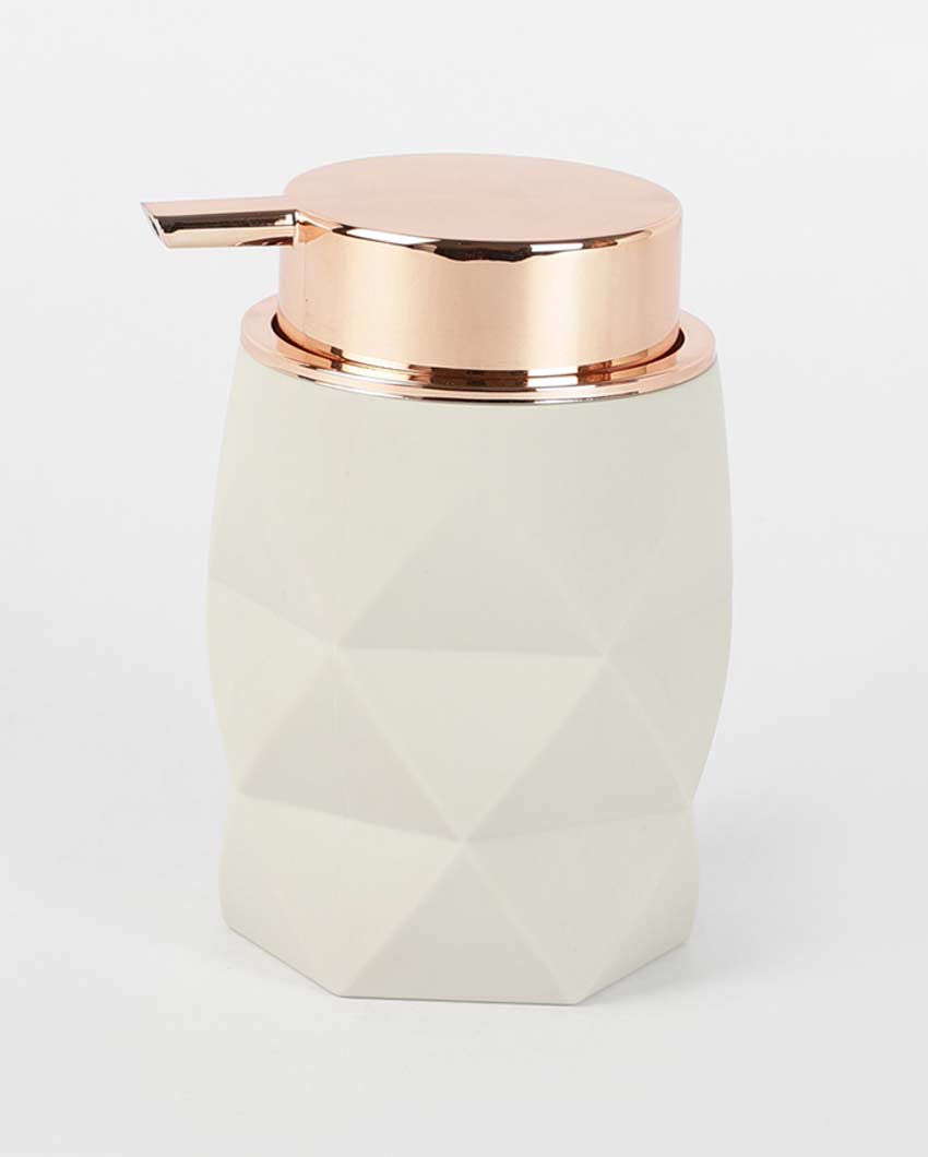 Beautiful White Matte Finish Diamond Cut Soap Dispenser | 4 x 5 inches