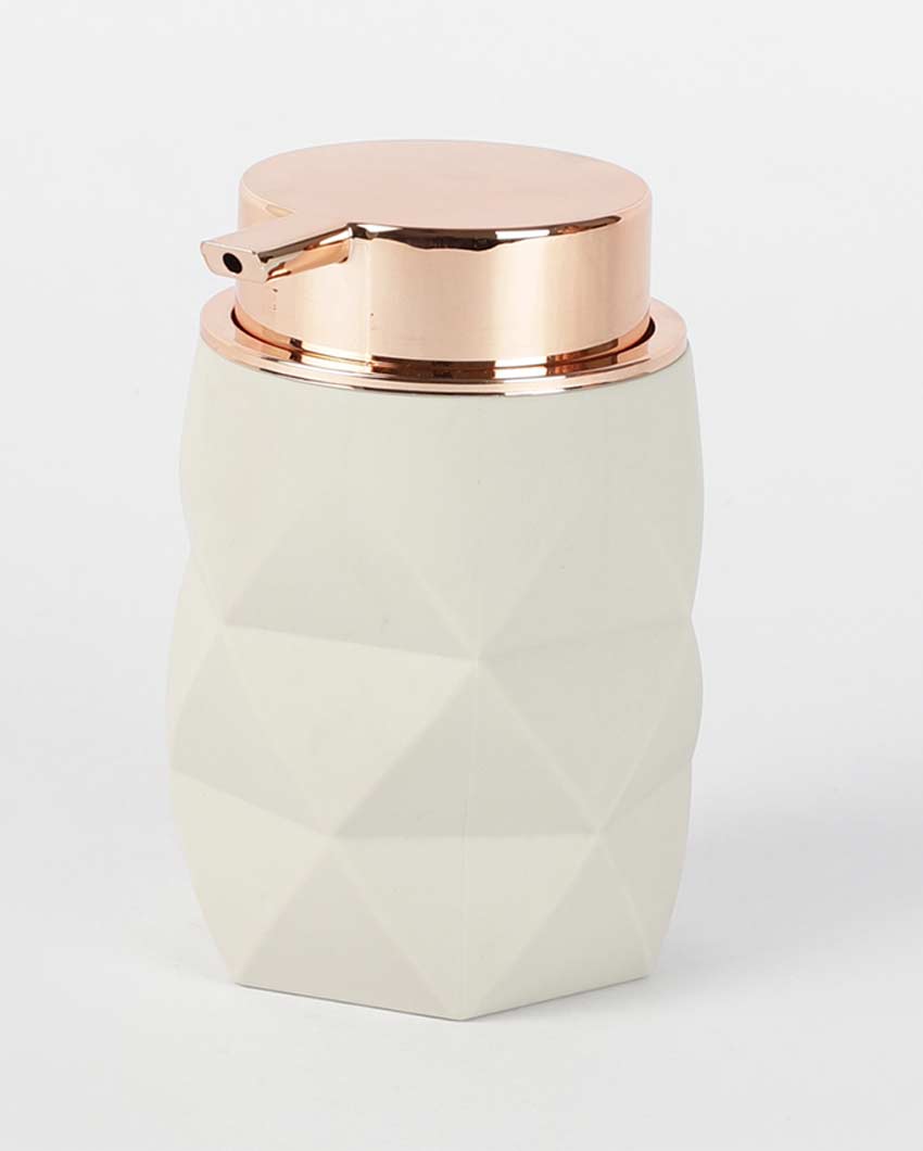 Beautiful White Matte Finish Diamond Cut Soap Dispenser | 4 x 5 inches