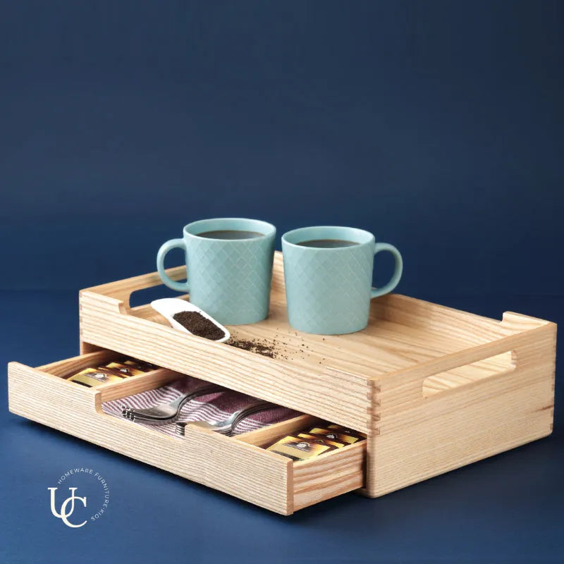 Serving Tray with Tea Bag Drawer Default Title