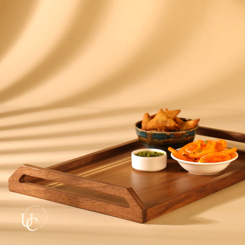 American Walnut Wood Serving Tray | 15.7 Inch, 13 Inch 15.7 Inches