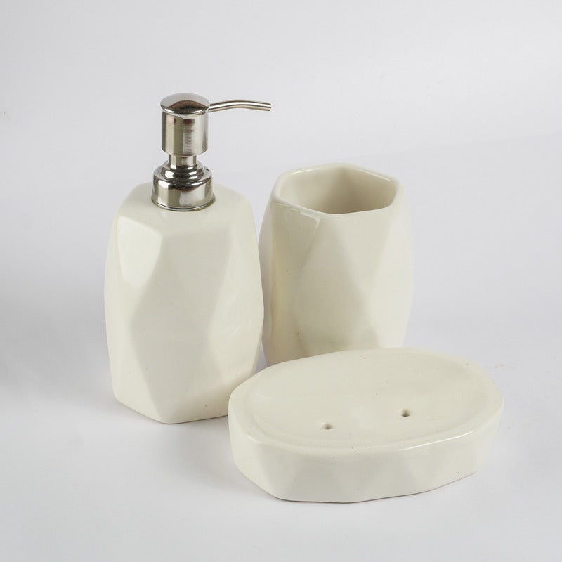 Geometrical Design White Ceramic Bath Accessory Default Title