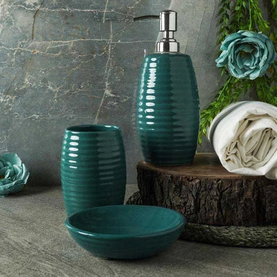 Ceramic Green Ribbed Bath Accessory Default Title