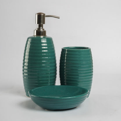 Ceramic Green Ribbed Bath Accessory Default Title