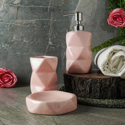 Ceramic Pink Geometric Bath Accessory Default Title