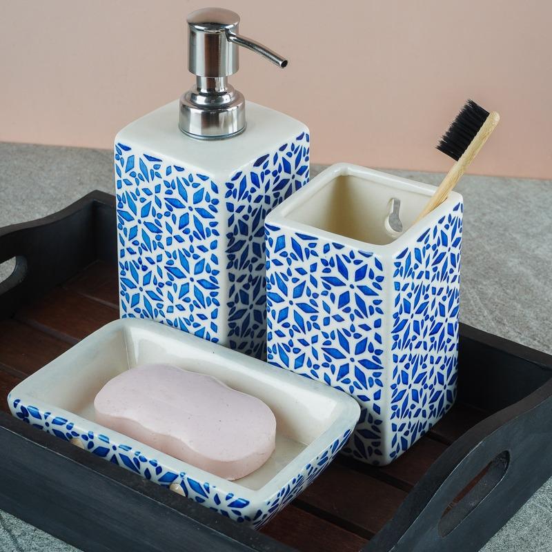Ceramic Blue Moroccan Bath Accessory Default Title