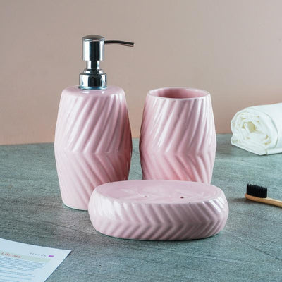 Elegant Blush Pink Ceramic Bath Accessory Default Title