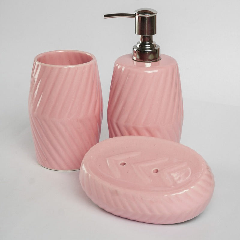 Elegant Blush Pink Ceramic Bath Accessory Default Title