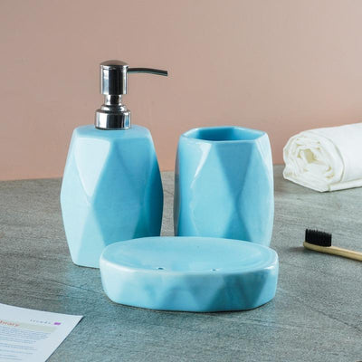 Geometrical Design Blue Ceramic Bath Accessory Default Title