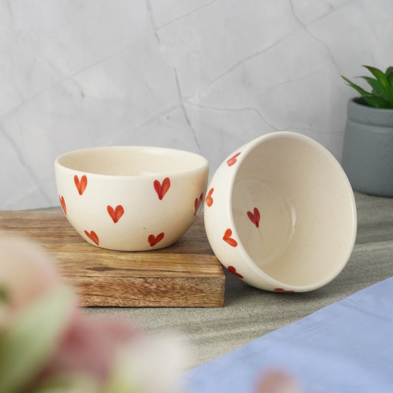 Red Floral Ceramic Bowl | Set of 2 Default Title