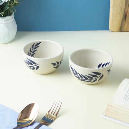 Blue Leaf Ceramic Bowl | Set of 2 Default Title