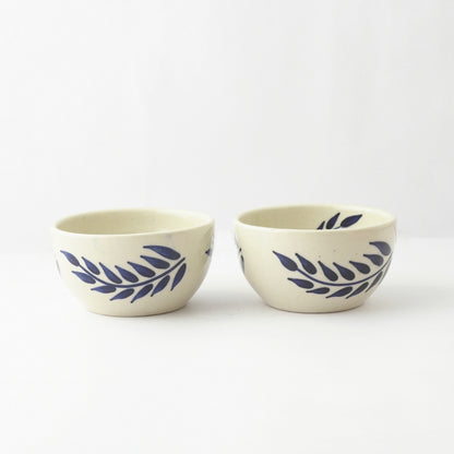 Blue Leaf Ceramic Bowl | Set of 2 Default Title