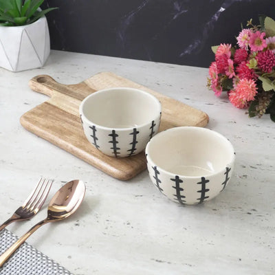 Black Striped Ceramic Bowl | Set of 2 Default Title