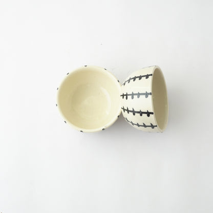 Black Striped Ceramic Bowl | Set of 2 Default Title