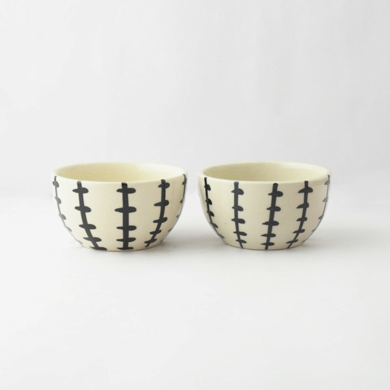 Black Striped Ceramic Bowl | Set of 2 Default Title